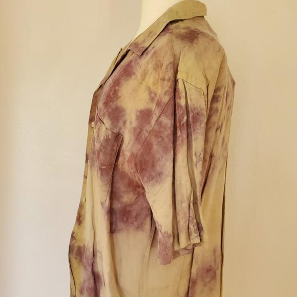 Polo Ralph Lauren Shirt Khaki Brown Silk Linen medium Large beige safari camo - Picture 4 of 7